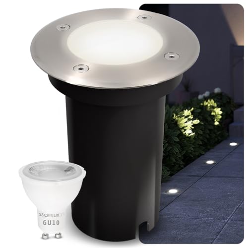 SSC-LUXon KALPA LED Außenstrahler silber rund inkl. GU10 3W neutralweiß 230V IP67 Bodeneinbauleuchte regenfest & befahrbar SSC-LUXon KALPA LED Außenstrahler silber rund inkl. GU10 3W neutralweiß 230V IP67 Bodeneinbauleuchte regenfest & befahrbar von SSC-LUXon