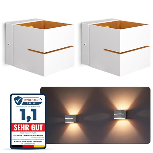 SSC-LUXon 2 Stück KOURA indirekte Wandleuchte Innen weiß mit Lichtschlitz - Wandlampe Gold Design Up Down Leuchte für 1x G9 Leuchtmittel LED Wandbeleuchtung Treppenhaus Flur SSC-LUXon 2 Stück KOURA indirekte Wandleuchte Innen weiß mit Lichtschlitz - Wandlampe Gold Design Up Down Leuchte für 1x G9 Leuchtmittel LED Wandbeleuchtung Treppenhaus Flur von SSC-LUXon