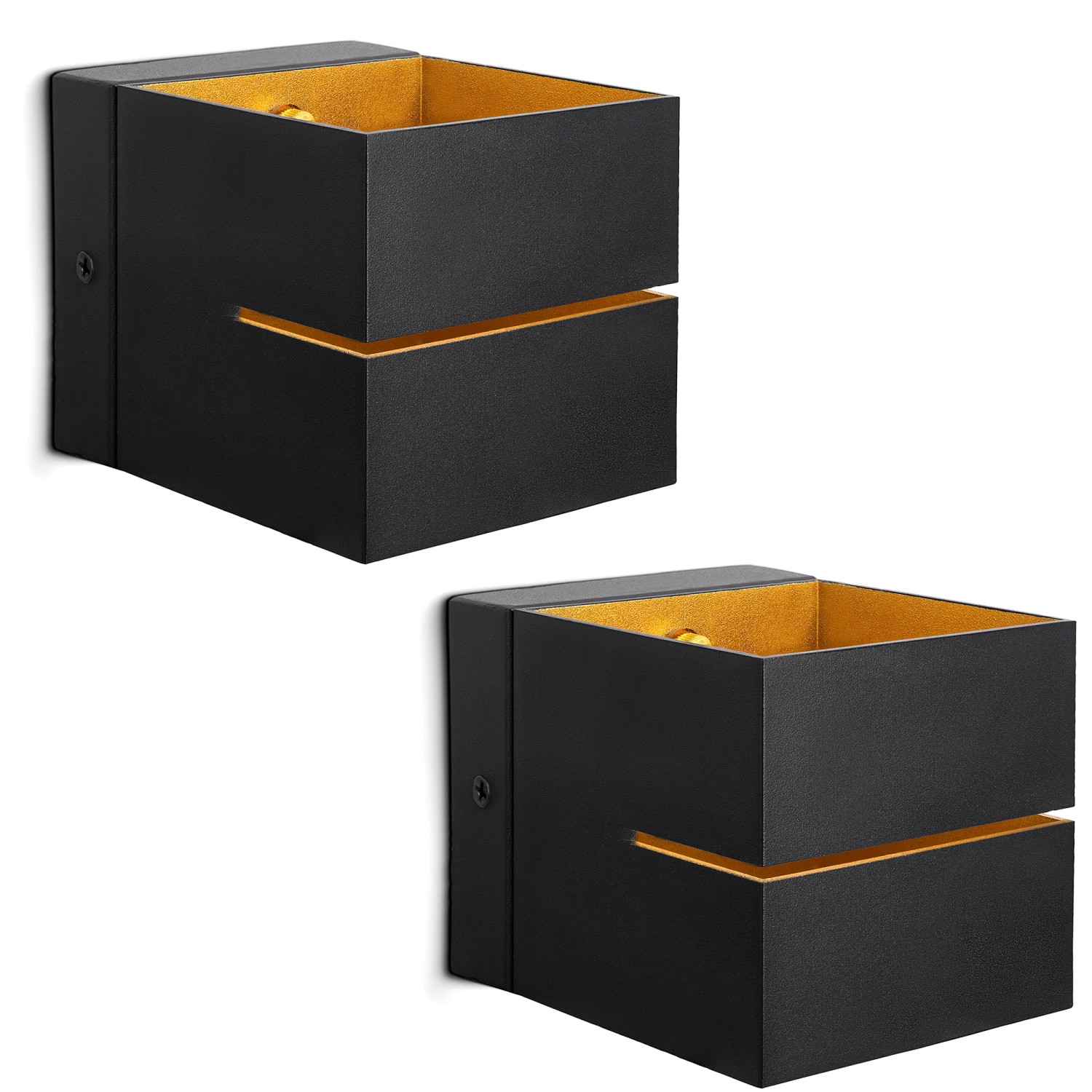 SSC-LUXon KOURA 2er Set Wandleuchte Schwarz Gold Up Down Lichtschlitz G9 Innen von SSC-LUXon
