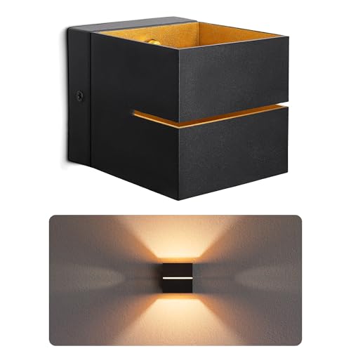 SSC-LUXon KOURA Wandleuchte Innen schwarz mit Lichtschlitz - Wandlampe Gold Design Up Down Leuchte inkl. G9 LED Lampe warmweiß von SSC-LUXon