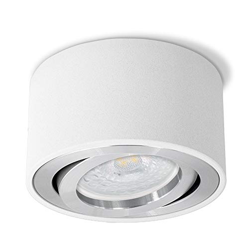 SSC-LUXon LED Aufbauleuchte CELI-1W mit fourSTEP Dimmbar ohne Dimmer - 5W warmweiß 230V - Aufbauspot flach weiß rund von SSC-LUXon