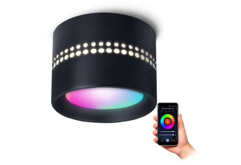 SSC-LUXon LED Aufbaustrahler ALAPI Deckenleuchte Spot schwarz mit Smart GX53 WLAN RGB+W, RGB & Weißtöne von SSC-LUXon