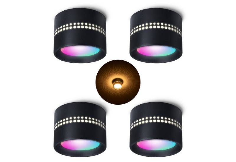 SSC-LUXon LED Aufbaustrahler ALAPI Deckenleuchte Spot schwarz mit Smart GX53 WLAN RGB+W, RGB & Weißtöne von SSC-LUXon
