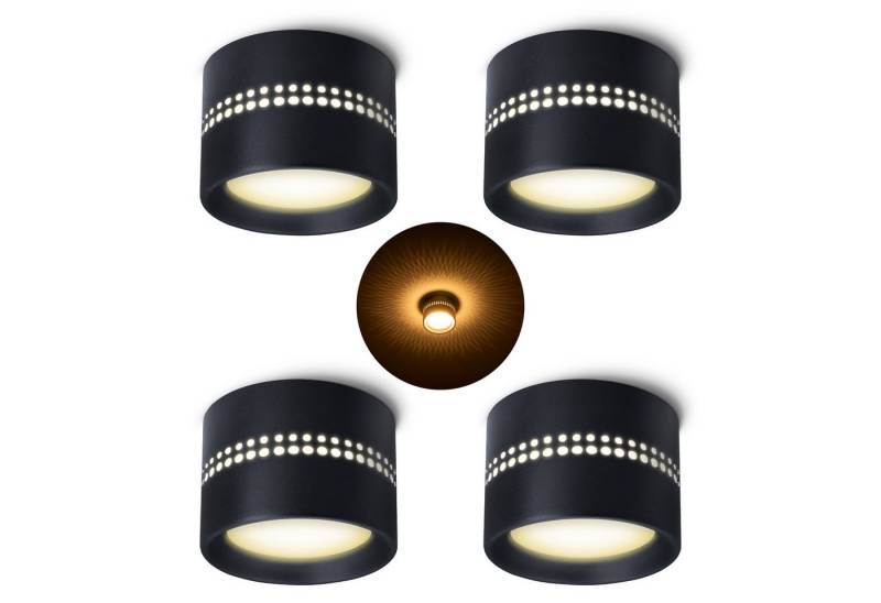 SSC-LUXon LED Aufbaustrahler ALAPI Deckenleuchte schwarz mit GX53 LED dimmbar warmweiß, Warmweiß von SSC-LUXon