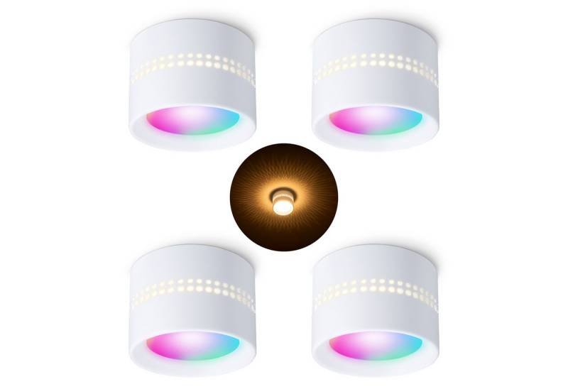 SSC-LUXon LED Aufbaustrahler ALAPI Deckenspot weiß rund mit GX53 Smart Home LED RGBW WiFi, RGB & Weißtöne von SSC-LUXon