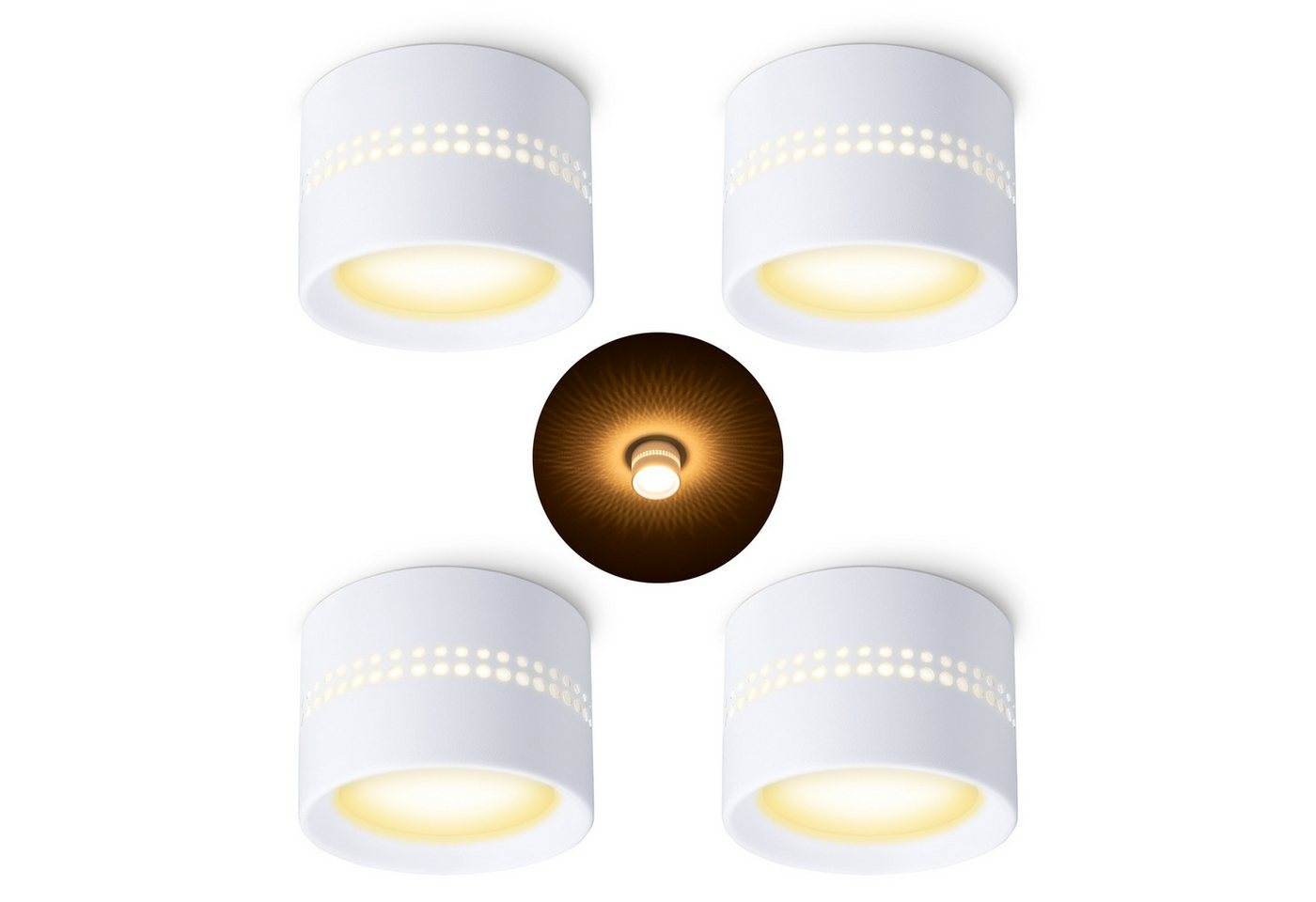 SSC-LUXon LED Aufbaustrahler ALAPI Deckenspot weiß rund mit LED Lampe GX53 warmweiß 230V, Warmweiß SSC-LUXon LED Aufbaustrahler ALAPI Deckenspot weiß rund mit LED Lampe GX53 warmweiß 230V, Warmweiß von SSC-LUXon