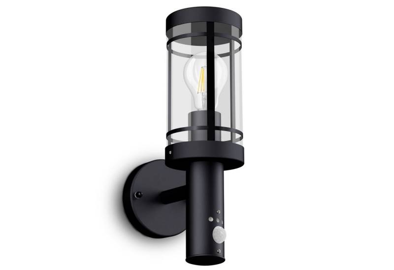 SSC-LUXon LED Außen-Wandleuchte Aussen Wandlaterne MOVI mit Bewegungsmelder IP44 schwarz mit E27 LED von SSC-LUXon