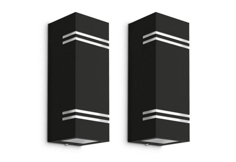 SSC-LUXon LED Außen-Wandleuchte Aussen Wandleuchte JOVO-L Up & Down Schwarz IP44 mit 2x GU10 LED 5W, Neutralweiß von SSC-LUXon