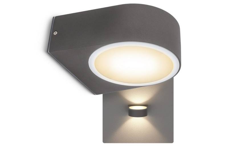 SSC-LUXon LED Außen-Wandleuchte LIMO Wandlampe außen Up & Down IP54 grau mit E27 LED 6W warmweiß 230V, Warmweiß von SSC-LUXon