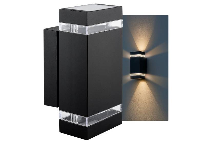 SSC-LUXon LED Aufbaustrahler Aussen Wandleuchte Up & Down Wandstrahler IP44 in schwarz, Warmweiß von SSC-LUXon