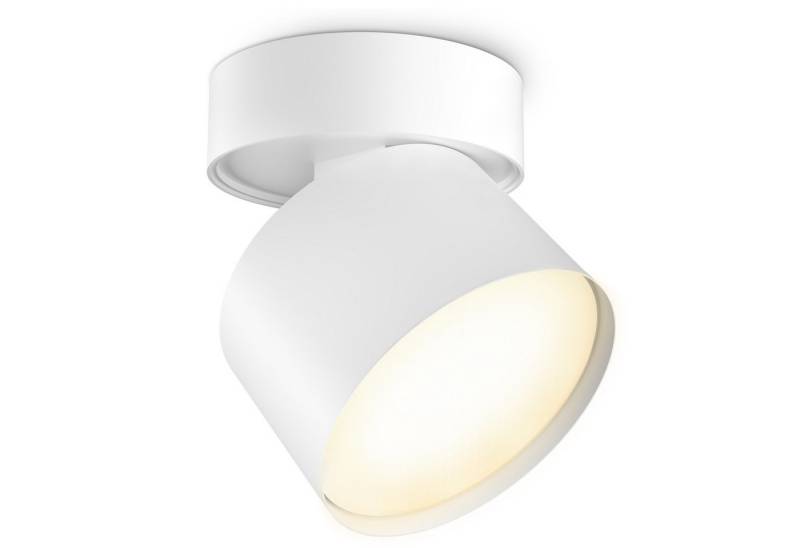 SSC-LUXon LED Aufbaustrahler Deckenlampe SAMU rund weiß mit GX53 LED 5W dimmbar warmweiß, Warmweiß von SSC-LUXon