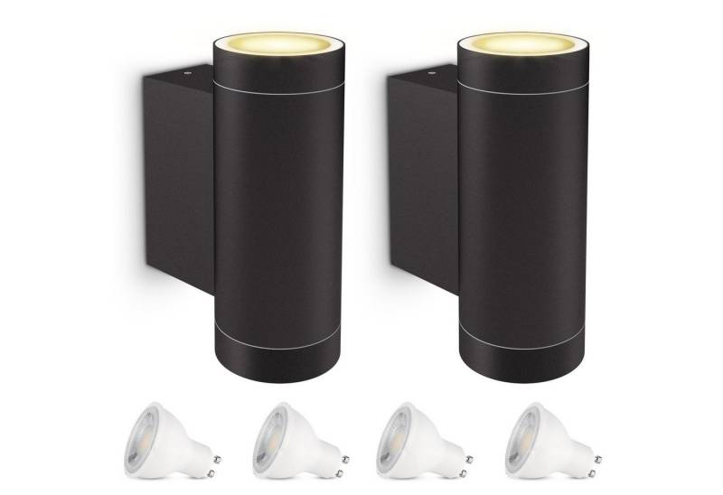 SSC-LUXon LED Außen-Wandleuchte ESMA Aussen Wandleuchte Up Down IP54 2x LED GU10 fourSTEP Lampen 5W, Warmweiß von SSC-LUXon