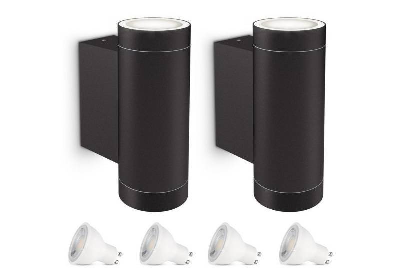 SSC-LUXon LED Außen-Wandleuchte ESMA Wand Aussenleuchte Up Down IP54 2x LED GU10 fourSTEP Lampen 5W, Neutralweiß von SSC-LUXon