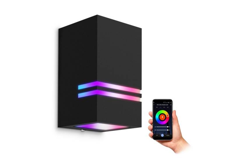 SSC-LUXon LED Außen-Wandleuchte JOVO-S Aussen-Wandleuchte Up oder Down IP44 schwarz, RGB & Weißtöne von SSC-LUXon