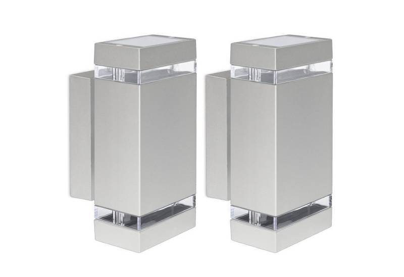SSC-LUXon LED Außen-Wandleuchte LED Wandleuchte Up & Down Aussen IP44 silber grau mit 2x LED GU10 5W, Neutralweiß von SSC-LUXon