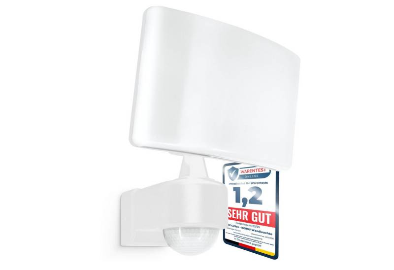 SSC-LUXon LED Außen-Wandleuchte NORSU Wandlampe Außen weiß Bewegungsmelder hell & schwenkbar 29W 230V, Neutralweiß von SSC-LUXon