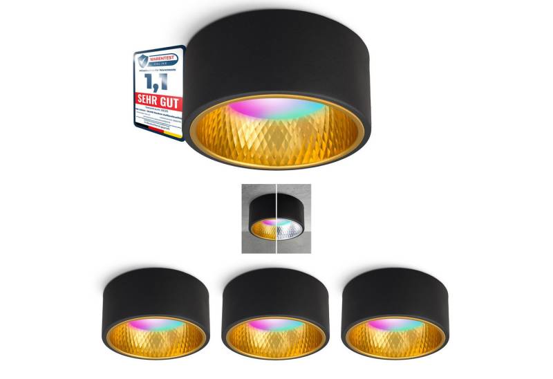 SSC-LUXon LED Aufbaustrahler OLINO Aufbauspot schwarz gold / silber RGB+W Smart GX53 LED 230V, RGB & Weißtöne von SSC-LUXon