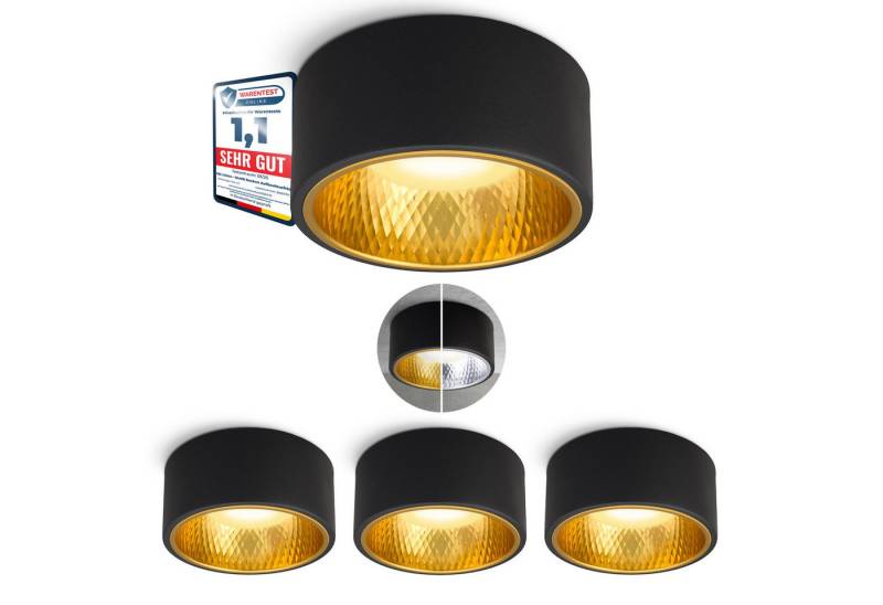 SSC-LUXon LED Aufbaustrahler OLINO Aufputz Spot flach schwarz LED dimmbar GX53 warmweiß 230V 6W, Warmweiß von SSC-LUXon