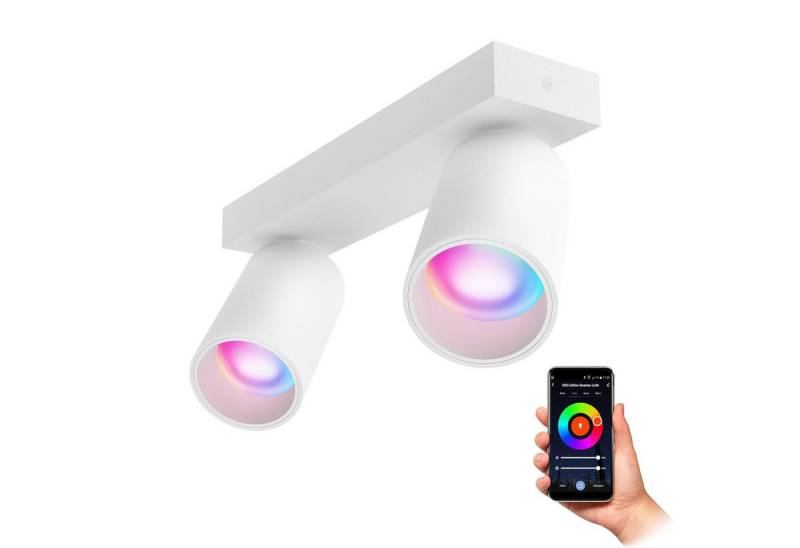 SSC-LUXon LED Aufbaustrahler SSC-LUXon NUVIO Deckenstrahler 2-flammig weiß inkl. Smart RGB+CCT GU10 von SSC-LUXon