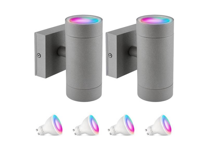 SSC-LUXon LED Außen-Wandleuchte Up & Down Outdoor Wandleuchte Monto IP54 anthrazit mit 2x Smart GU10, RGB & Weißtöne von SSC-LUXon