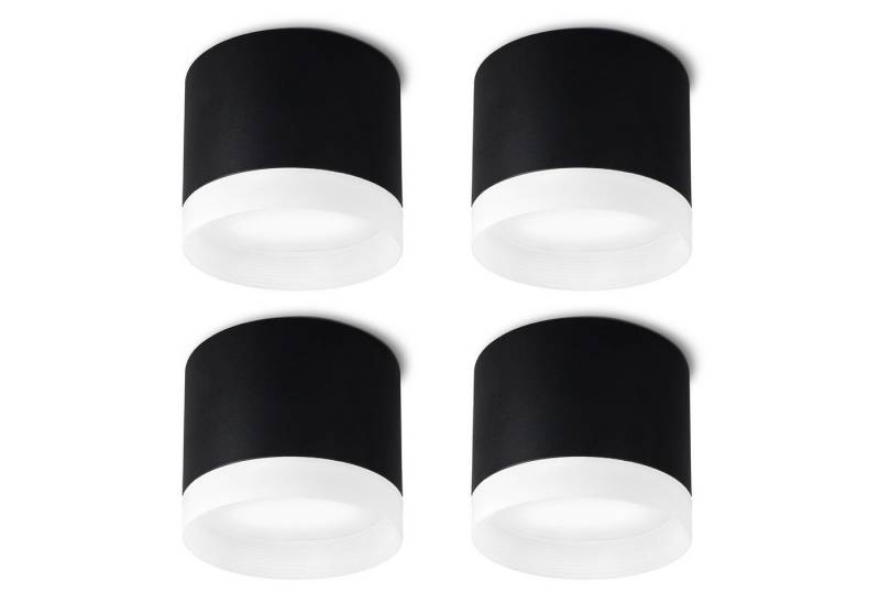 SSC-LUXon LED Aufbaustrahler VORA Deckenspot flach schwarz inkl. GX53 LED 5W neutralweiß, Neutralweiß von SSC-LUXon