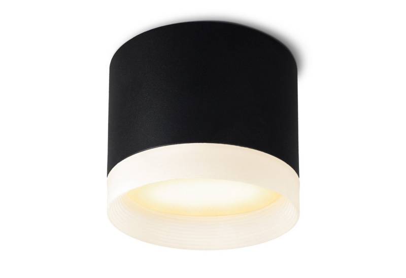 SSC-LUXon LED Aufbaustrahler VORA Spot Deckenlampe schwarz Leuchtring LED GX53 warmweiß, Warmweiß von SSC-LUXon
