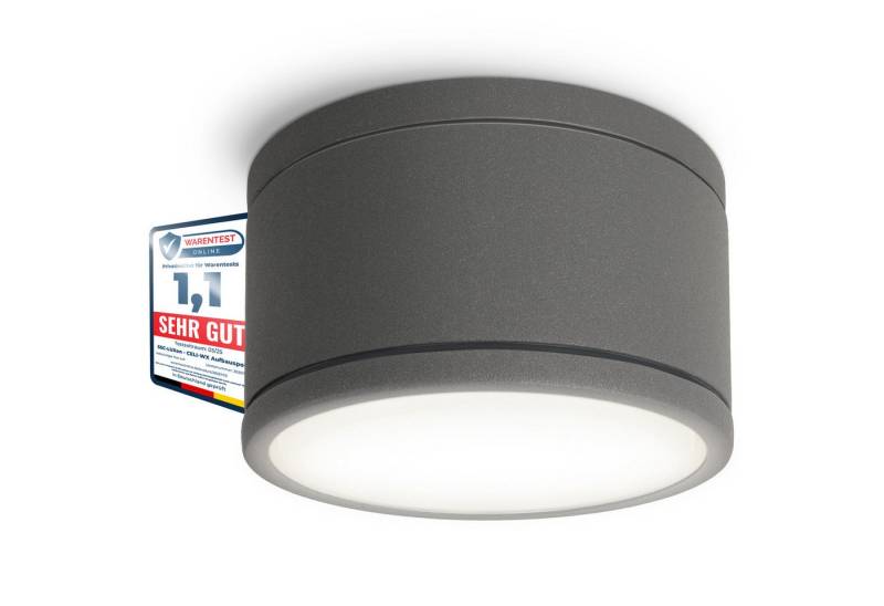 SSC-LUXon LED Außen-Deckenleuchte CELI-WX Aufbauleuchte flach IP44 Bad Aussen anthrazit LED GX53 5W, Neutralweiß von SSC-LUXon
