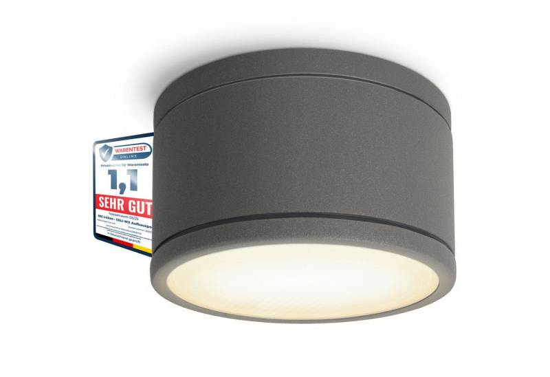 SSC-LUXon LED Außen-Deckenleuchte CELI-WX Aufbauspot flach IP44 Bad & Aussen anthrazit mit LED GX53 5W, Warmweiß von SSC-LUXon