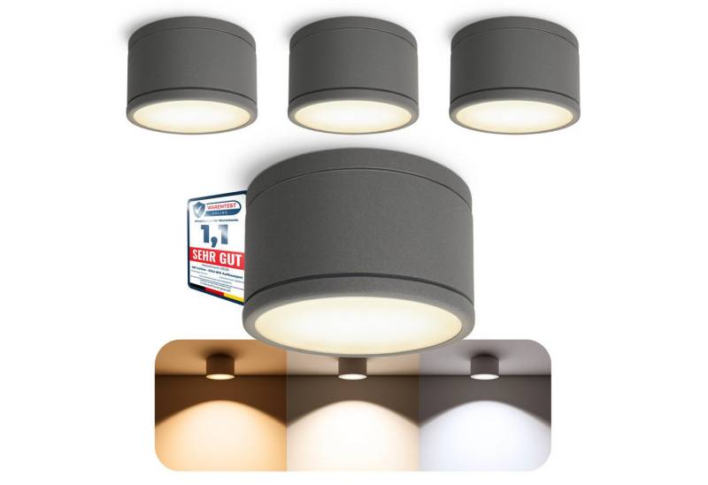 SSC-LUXon LED Außen-Deckenleuchte CELI-WX LED Aufbauspot anthrazit IP44 flach 3 Lichtfarben 230V, Warmweiß bis Tageslicht von SSC-LUXon