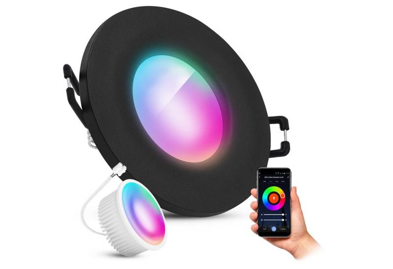 SSC-LUXon LED Außen-Deckenleuchte Einbauspot BEDA Schwarz IP65 mit LED Birne Smart RGB WLAN Deckenlampe von SSC-LUXon