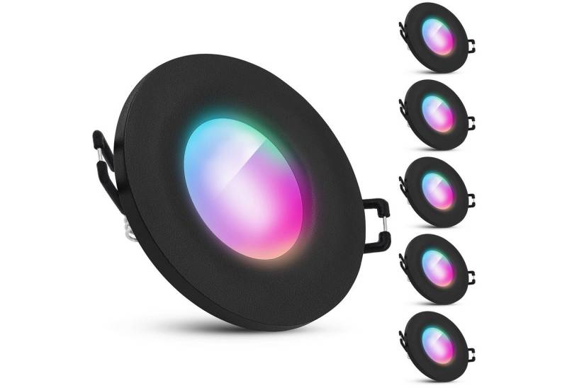 SSC-LUXon LED Außen-Deckenleuchte Einbauspot BEDA Schwarz IP65 mit LED Birne Smart RGB WLAN Deckenlampe von SSC-LUXon