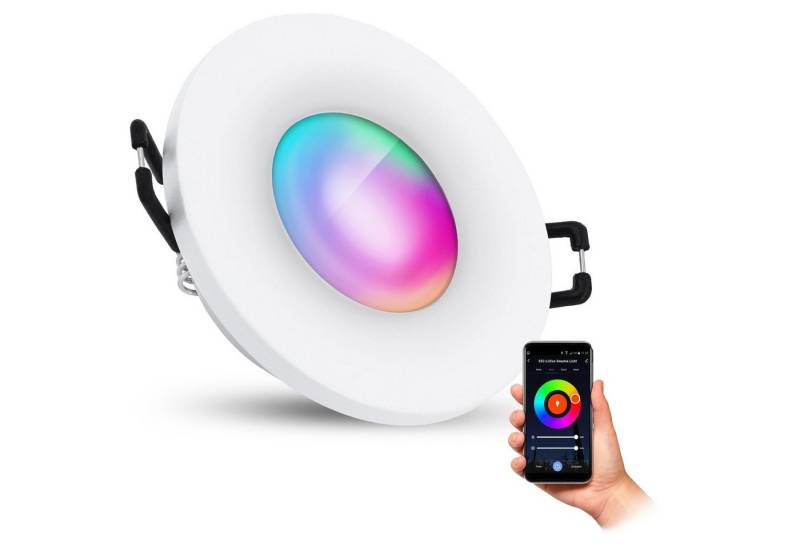 SSC-LUXon LED Außen-Deckenleuchte Einbaustrahler BEDA in weiss matt & rund IP65 mit Modul LED RGB WLAN, RGB & Weißtöne von SSC-LUXon