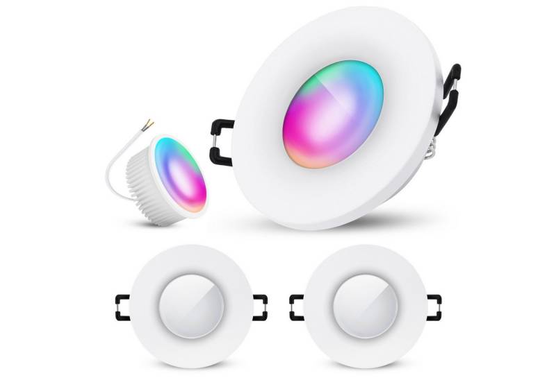 SSC-LUXon LED Außen-Deckenleuchte Einbaustrahler BEDA in weiss matt & rund IP65 mit Modul LED RGB WLAN, Warmweiß bis Tageslicht von SSC-LUXon