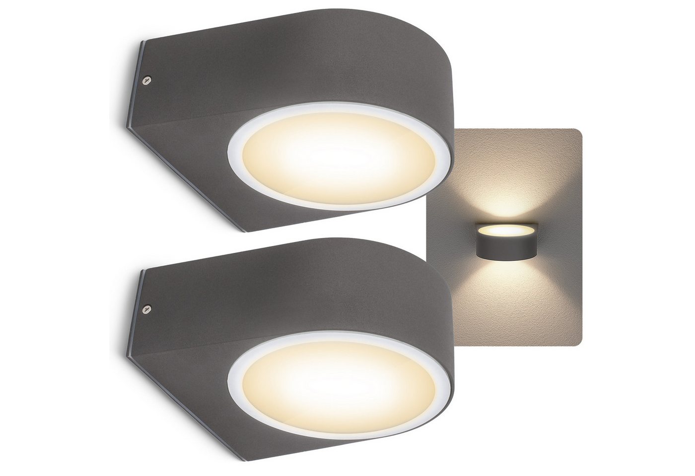 SSC-LUXon LED Außen-Wandleuchte LIMO Außen Wandlampe Up Down IP54 anthrazit LED E27 Birne warmweiß 4W, Warmweiß von SSC-LUXon