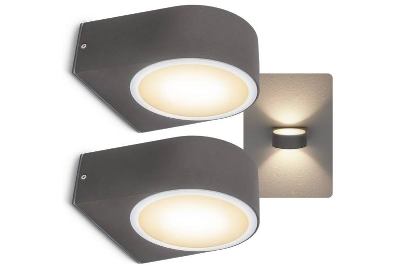 SSC-LUXon LED Außen-Wandleuchte LIMO Außen Wandlampe Up Down IP54 anthrazit LED E27 Birne warmweiß 4W, Warmweiß von SSC-LUXon