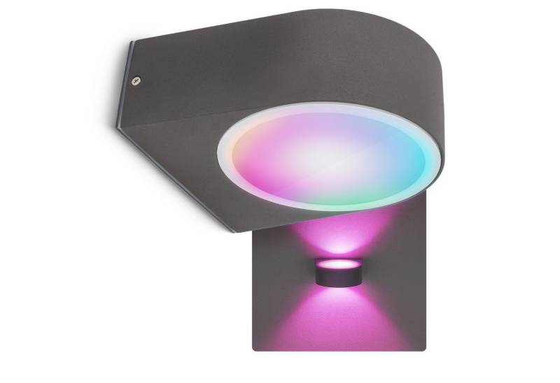 SSC-LUXon LED Außen-Wandleuchte LIMO Außenwandleuchte Up & Down IP54 anthrazit mit LED E27 Smart RGBW, RGB & Weißtöne von SSC-LUXon