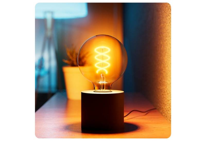 SSC-LUXon LED Spiegelleuchte NAMBI Wand- & Tischlampe schwarz mit Steckerkabel mit LED E27 Globe, Extra Warmweiß von SSC-LUXon