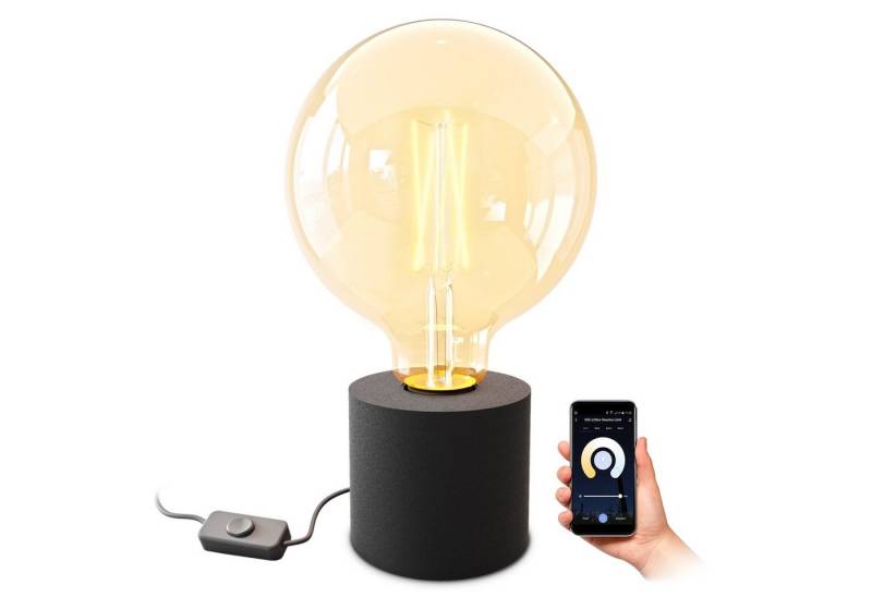 SSC-LUXon LED Spiegelleuchte NAMBI Wand- & Tischleuchte mit Kabel & Stecker schwarz mit E27, Warmweiß bis Tageslicht von SSC-LUXon