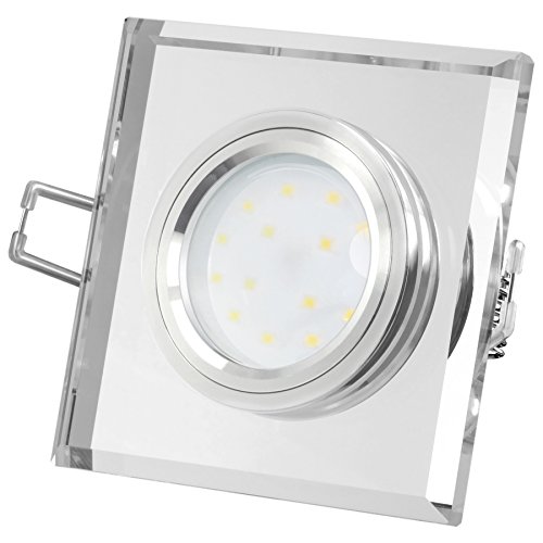 SSC-LUXon LED Deckeneinbauleuchte flach Einbautiefe nur 15mm aus klarem Glas eckig mit fourSTEP Modul dimmbar ohne Dimmer 4W neutralweiß, Stückzahl:1er Set von SSC-LUXon