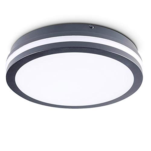 SSC-LUXon LED Deckenleuchte C220C-LED für Badezimmer IP54 Wasserschutz - Panel Aufputz rund Ø22cm - Aufbauleuchte anthrazit 18W neutralweiß 230V von SSC-LUXon