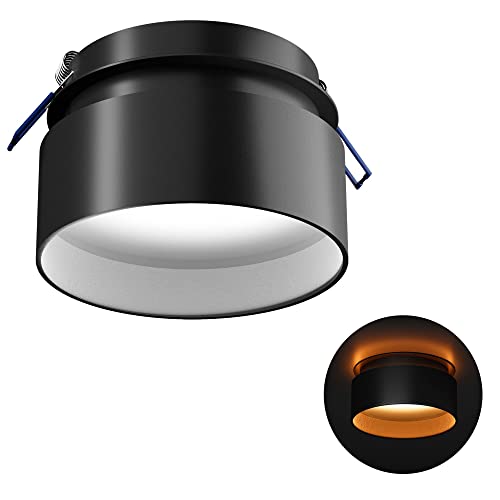 SSC-LUXon LED Deckenstrahler Sudara mit indirektem Licht inkl. LED 4W warmweiß 230V - Einbau Design Spot Leuchte schwarz rund von SSC-LUXon