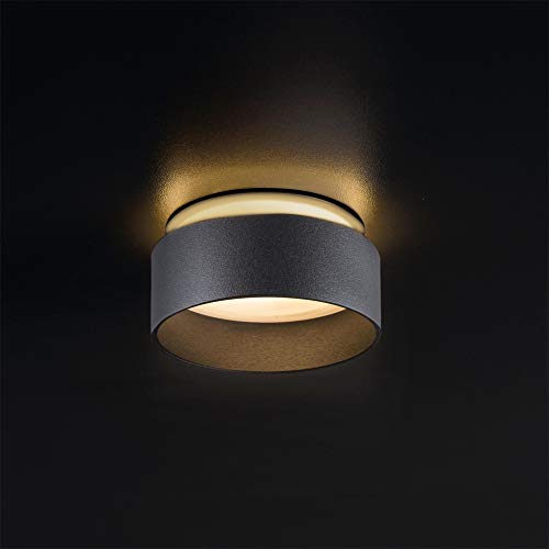 SSC-LUXon LED Deckenstrahler Sudara mit indirektem Licht inkl. LED 4W warmweiß 230V - Einbau Design Spot Leuchte schwarz rund von SSC-LUXon