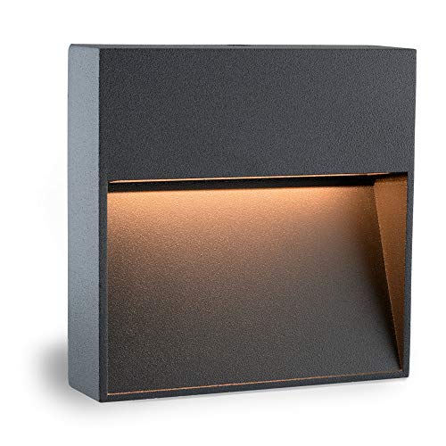 SSC-LUXon LED Design Wandleuchte KEILA anthrazit eckig - Wand- & Treppenleuchte IP54 für Innen und Außen 1,7W warmweißes Licht von SSC-LUXon
