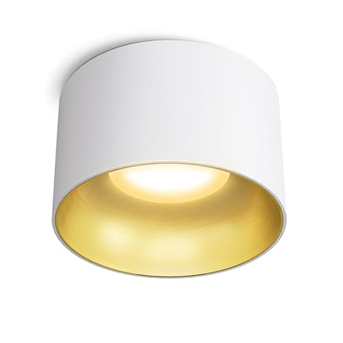 SSC-LUXon LED Einbau Deckenlampe BAHIO Strahler Gold Weiß - Einbau Design Spot Ø 85mm flach inkl. LED Birne 4W warmweiß 230V von SSC-LUXon