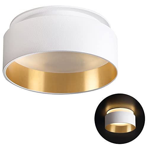 SSC-LUXon LED Einbau Deckenlampe Sudara mit indirekter Beleuchtung inkl. LED 4W warmweiß 230 Volt - Einbau Design Spot Gold weiß von SSC-LUXon