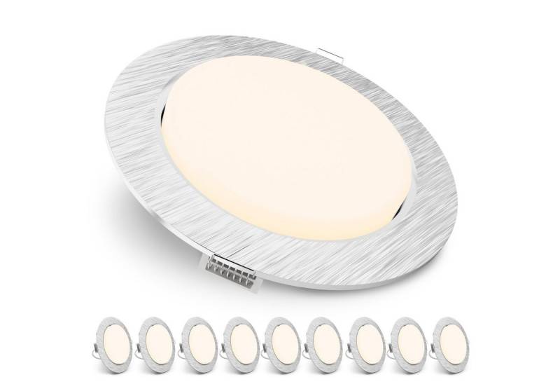 SSC-LUXon LED Einbaustrahler 10er Set RX-3 LED Einbauleuchten flache Spots Alu rund mit GX53 LED, Warmweiß von SSC-LUXon