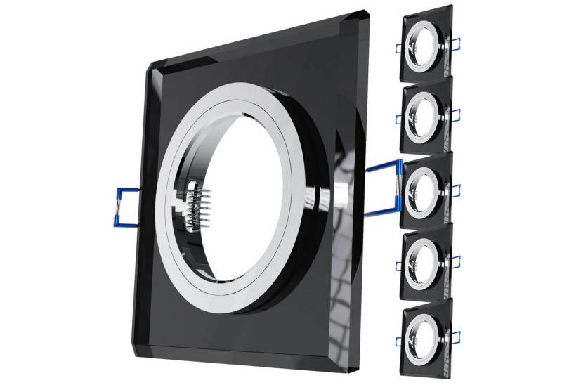 SSC-LUXon LED Einbaustrahler Eckige Glas Einbauleuchte schwarz, Alu Innenring, mit GU10-Fassung von SSC-LUXon