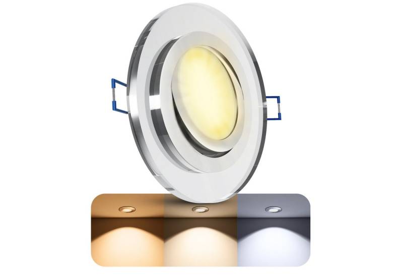 SSC-LUXon LED Einbaustrahler Glas LED Einbauspot rund 6W dimmbar 3CCT flach schwenkbar Spot, Warmweiß bis Tageslicht SSC-LUXon LED Einbaustrahler Glas LED Einbauspot rund 6W dimmbar 3CCT flach schwenkbar Spot, Warmweiß bis Tageslicht von SSC-LUXon