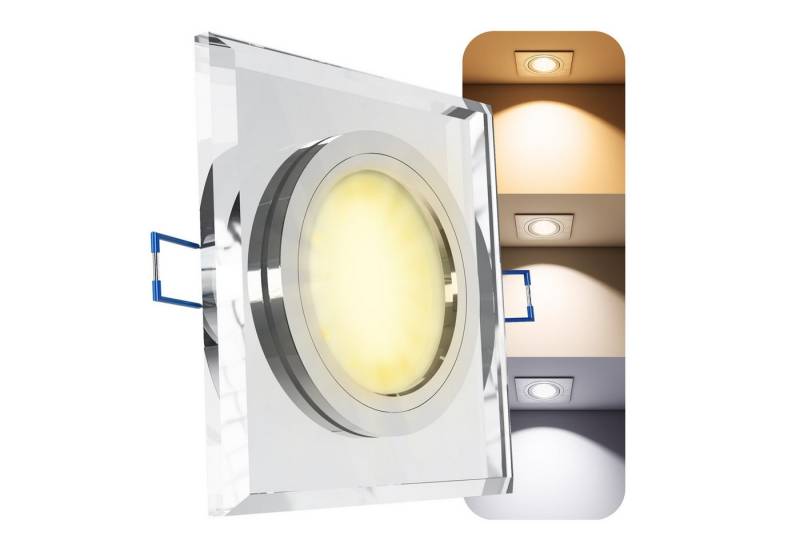 SSC-LUXon LED Einbaustrahler Spot ALINA Glas Einbaustrahler dimmbar 3CCT LED Lampe 4W 3 Lichtmodi, Warmweiß bis Tageslicht von SSC-LUXon