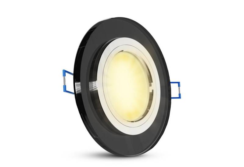 SSC-LUXon LED Einbaustrahler Flacher Glas LED Einbauspot dimmbar in rund schwarz LED Modul 230V, Warmweiß von SSC-LUXon
